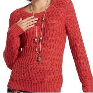 Anthropologie Sparrow‎ Hamilton
Cottage Cable Knit Orange Boho 
Sweater S